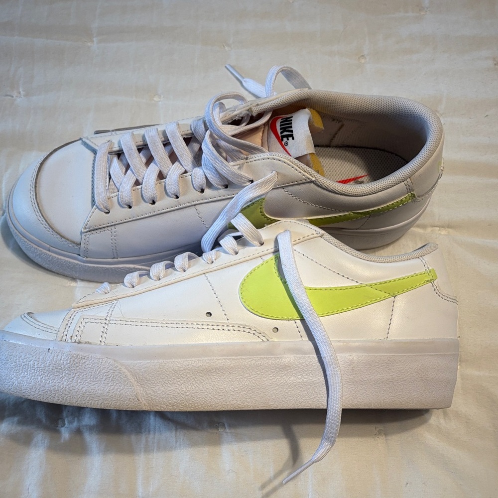Nike Women's White and Lime Sneakers